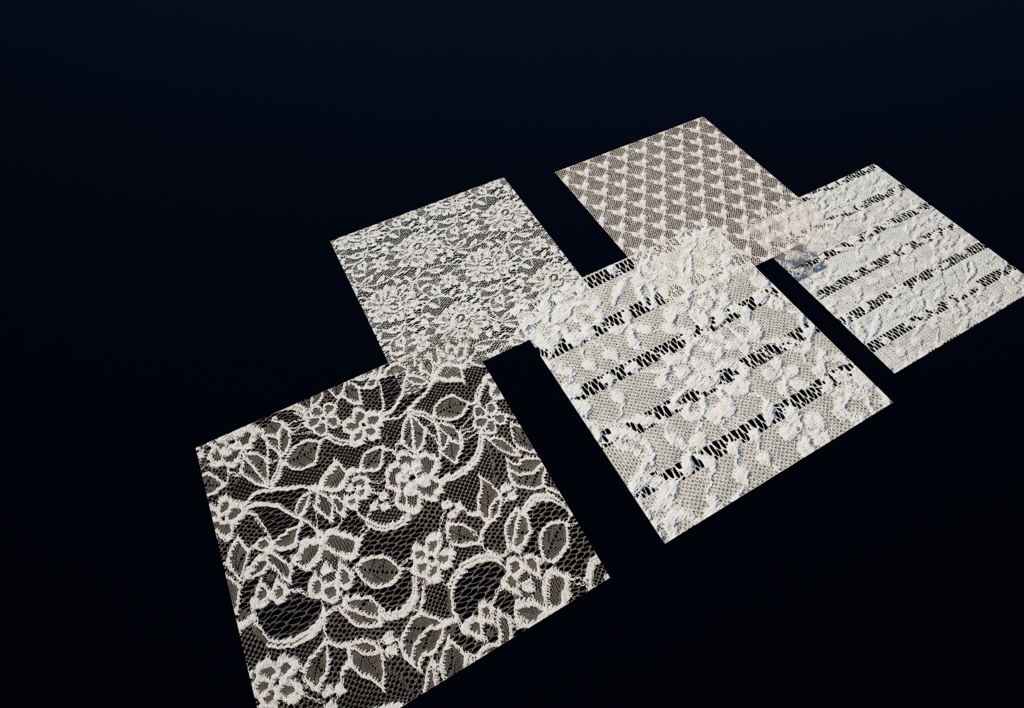 【5個セット】4KレースPBRテクスチャ【セットN】 【5-Piece Set】4K Lace Fabric Textures