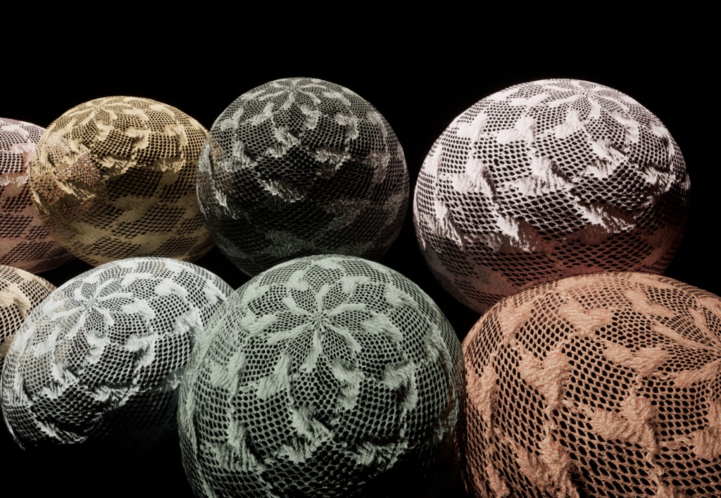 高解像度 ハート柄レースPBRテクスチャ8color付き(AFFR00007)High Solution 8colorPBRTexture