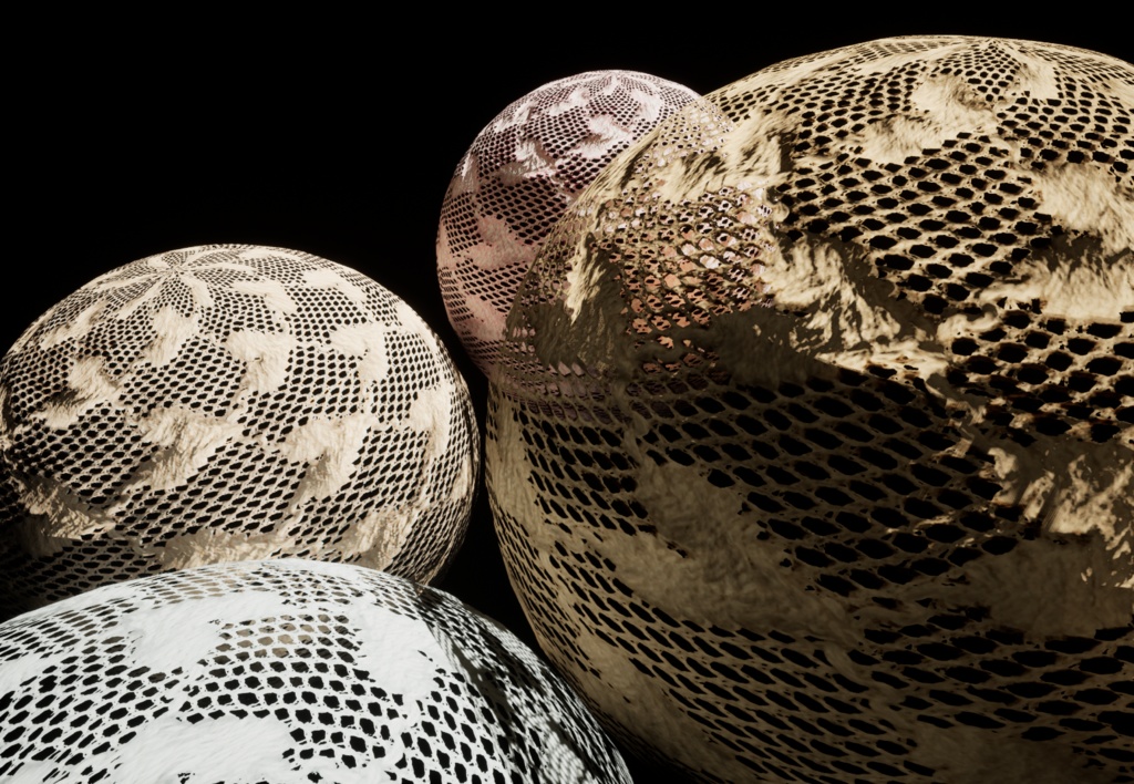 高解像度 ハート柄レースPBRテクスチャ8color付き(AFFR00007)High Solution 8colorPBRTexture