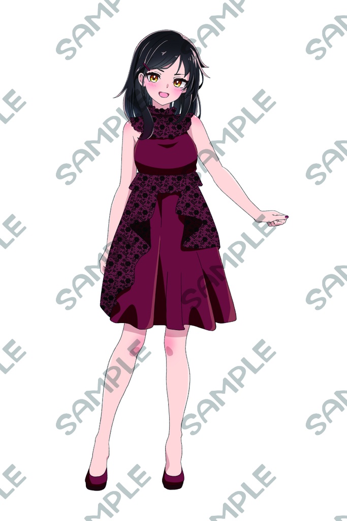 【IRIAM対応】黒髪赤ワンピの女の子【R18利用可】