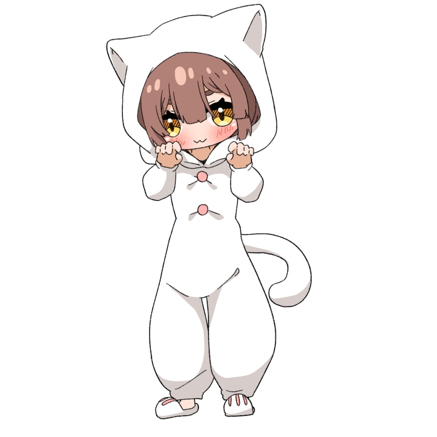 【無料あり】デフォルメ立ち絵素材 着ぐるみ猫パジャマ 白黒