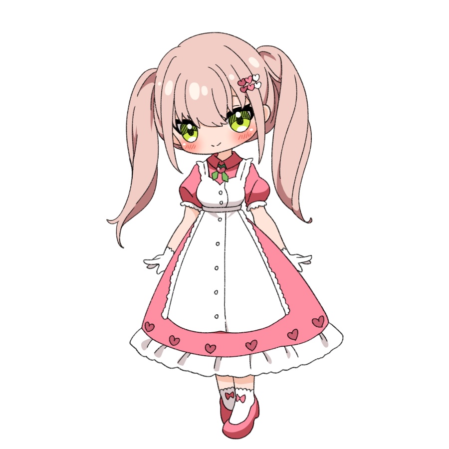 【無料あり】デフォルメ立ち絵素材 エプロンワンピ ハート