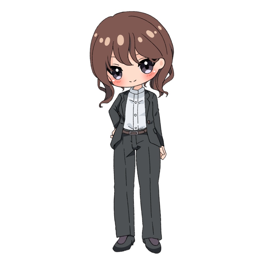 【無料あり】デフォルメ立ち絵素材 パンツスーツ