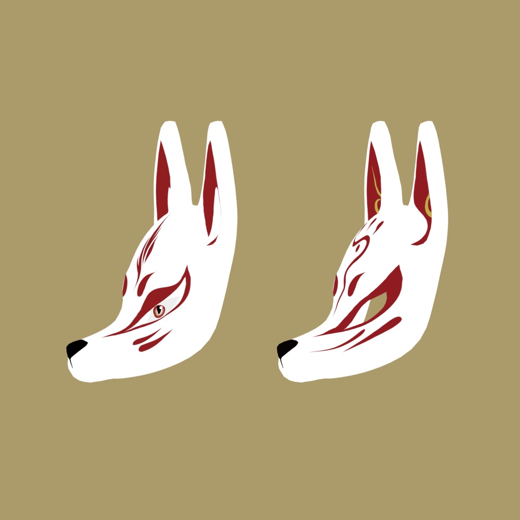 【3Dモデル】きつね面アクセサリー 【アバター装着用】