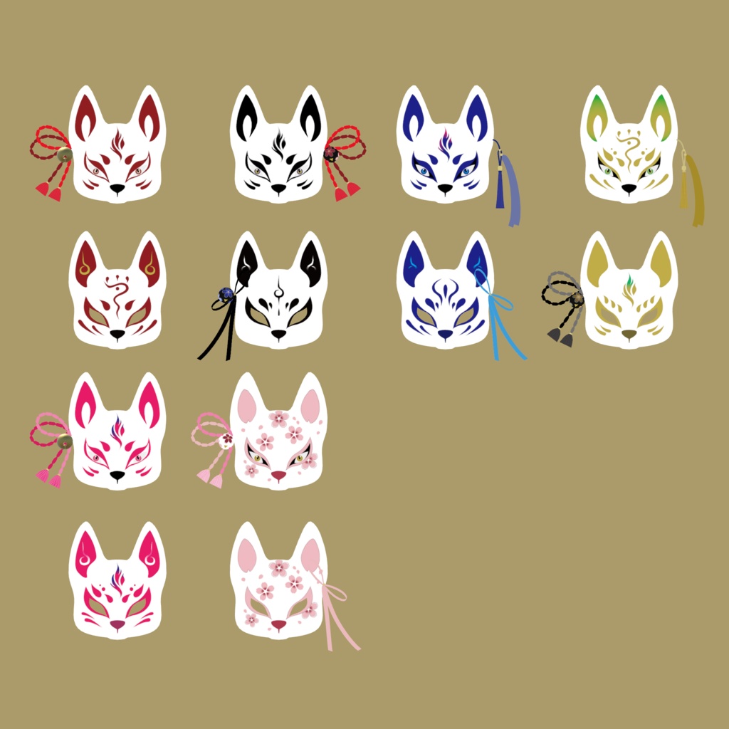 【3Dモデル】きつね面アクセサリー 【アバター装着用】