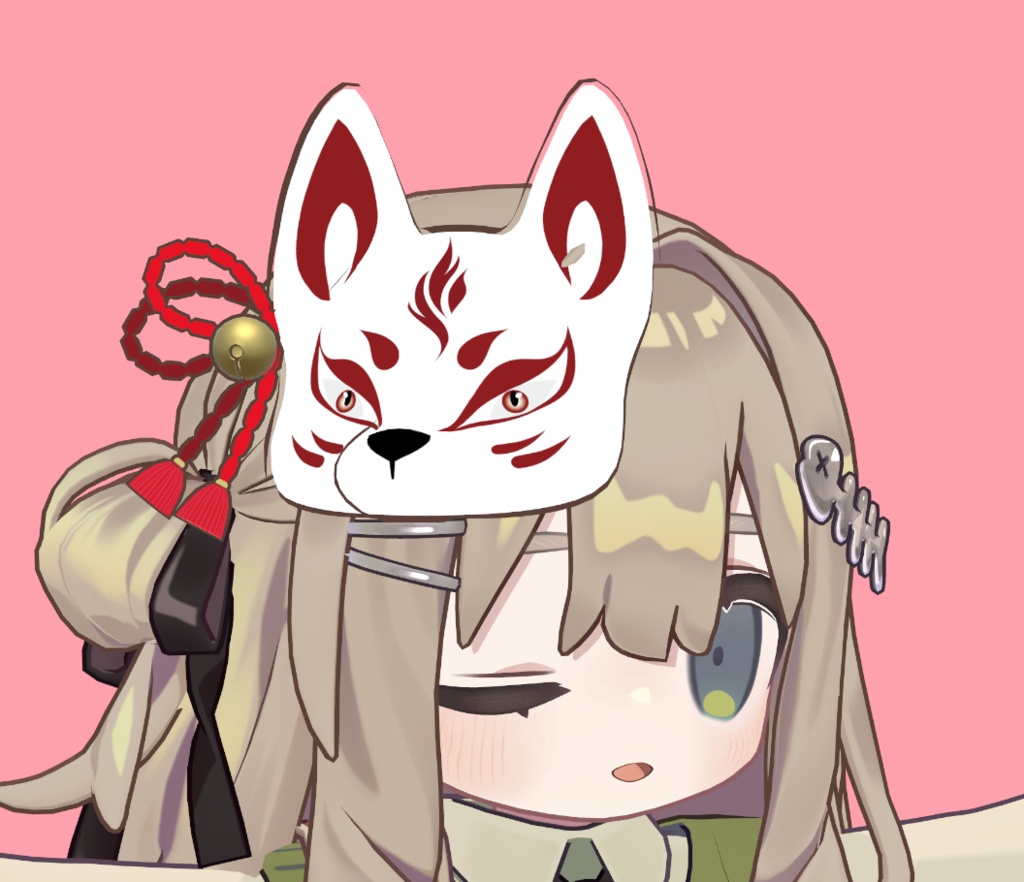 【3Dモデル】きつね面アクセサリー 【アバター装着用】