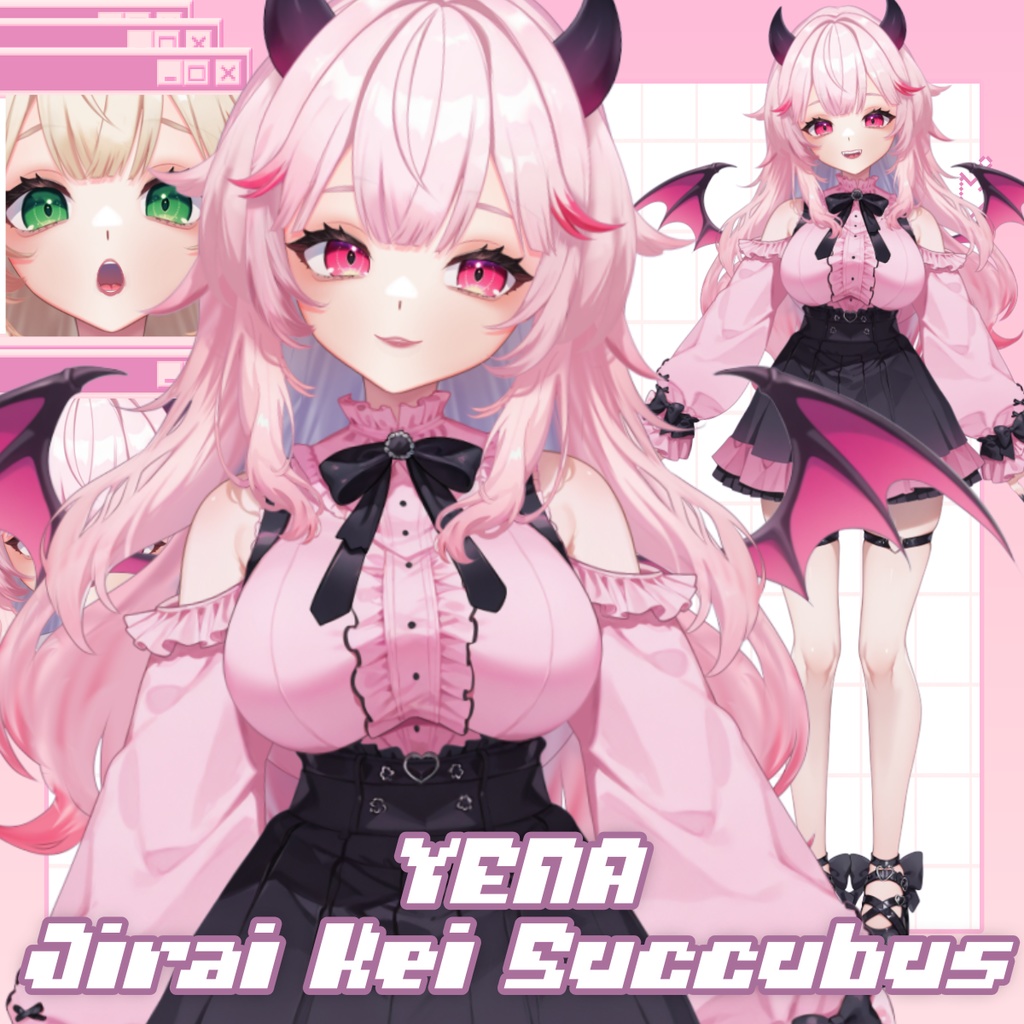 サキュバスVTuber「イエナ」– 地雷系衣装 – 全身モデル・カスタマイズ可能