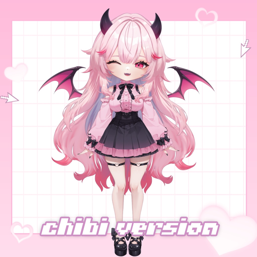 サキュバスVTuber「イエナ」– 地雷系衣装 – 全身モデル・カスタマイズ可能