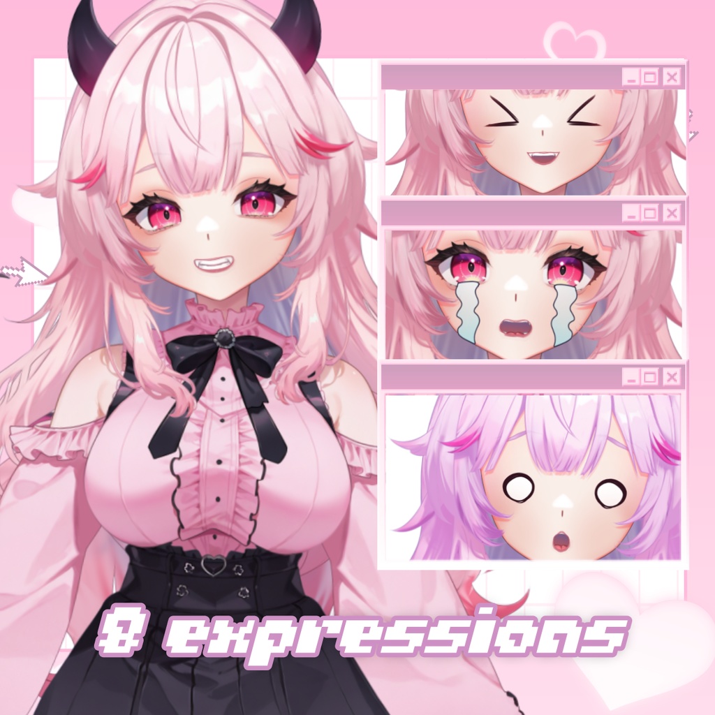 サキュバスVTuber「イエナ」– 地雷系衣装 – 全身モデル・カスタマイズ可能