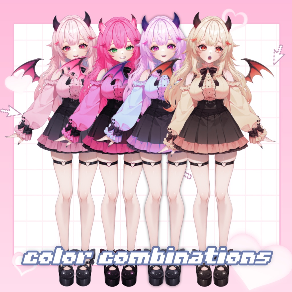 サキュバスVTuber「イエナ」– 地雷系衣装 – 全身モデル・カスタマイズ可能