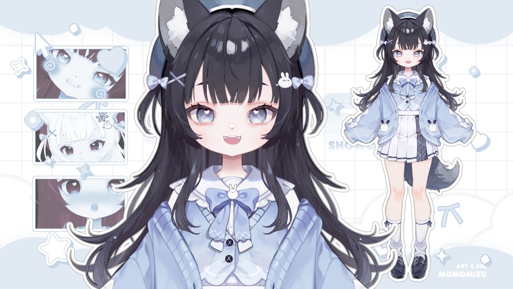 オオカミ系VTuber「ユキ」– 萌え系フルボディ・カスタマイズ可能モデル