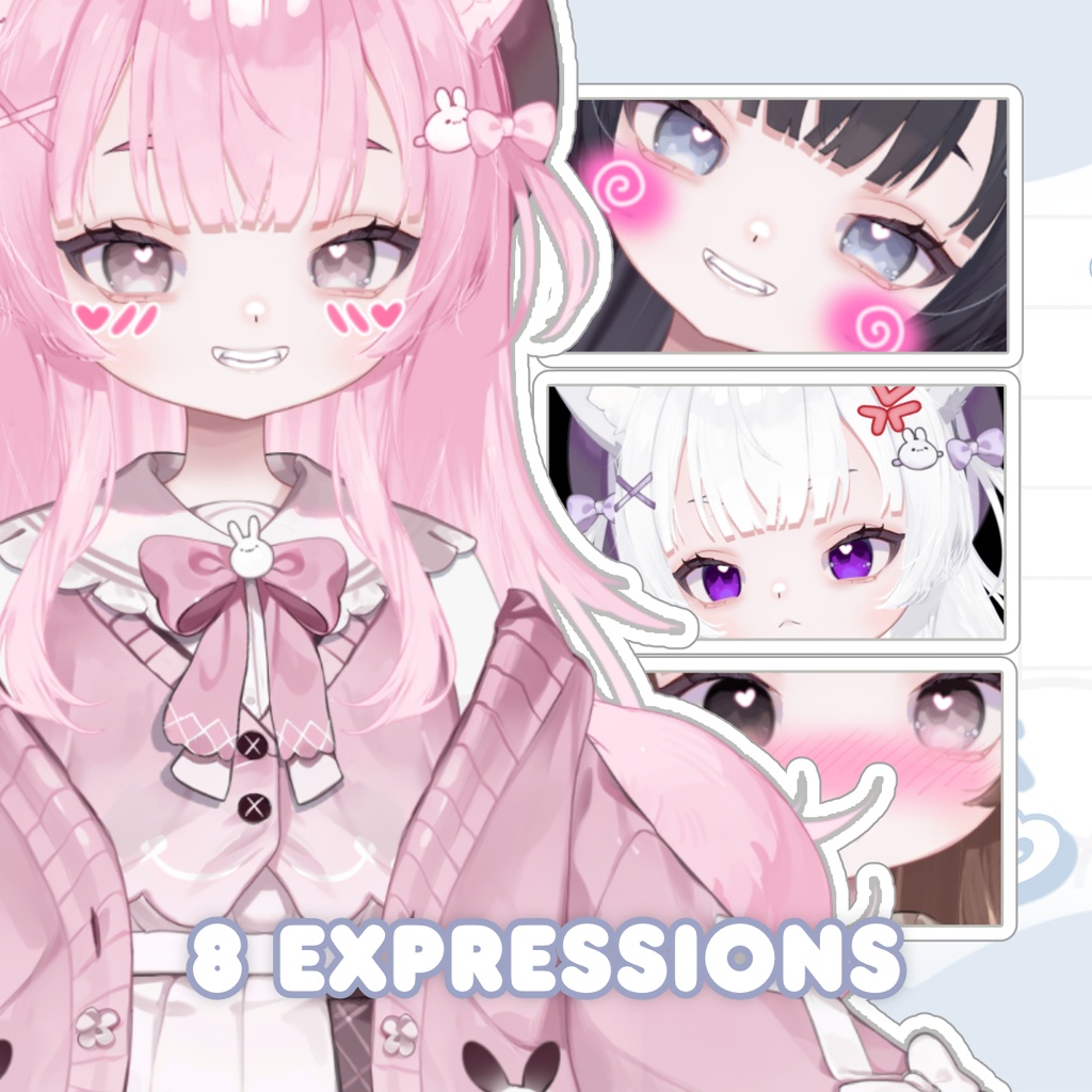 オオカミ系VTuber「ユキ」– 萌え系フルボディ・カスタマイズ可能モデル