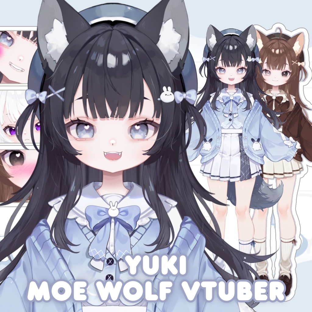 オオカミ系VTuber「ユキ」– 萌え系フルボディ・カスタマイズ可能モデル