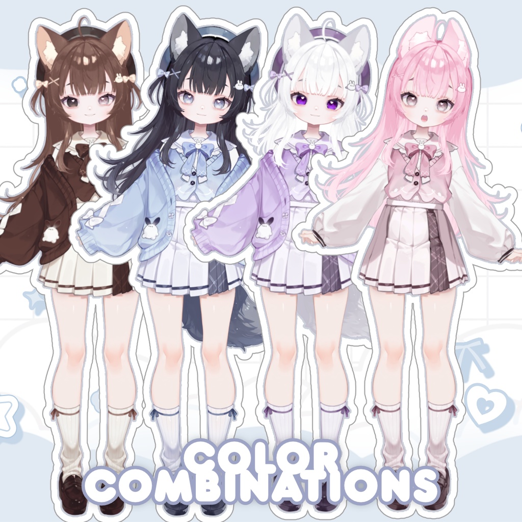 オオカミ系VTuber「ユキ」– 萌え系フルボディ・カスタマイズ可能モデル