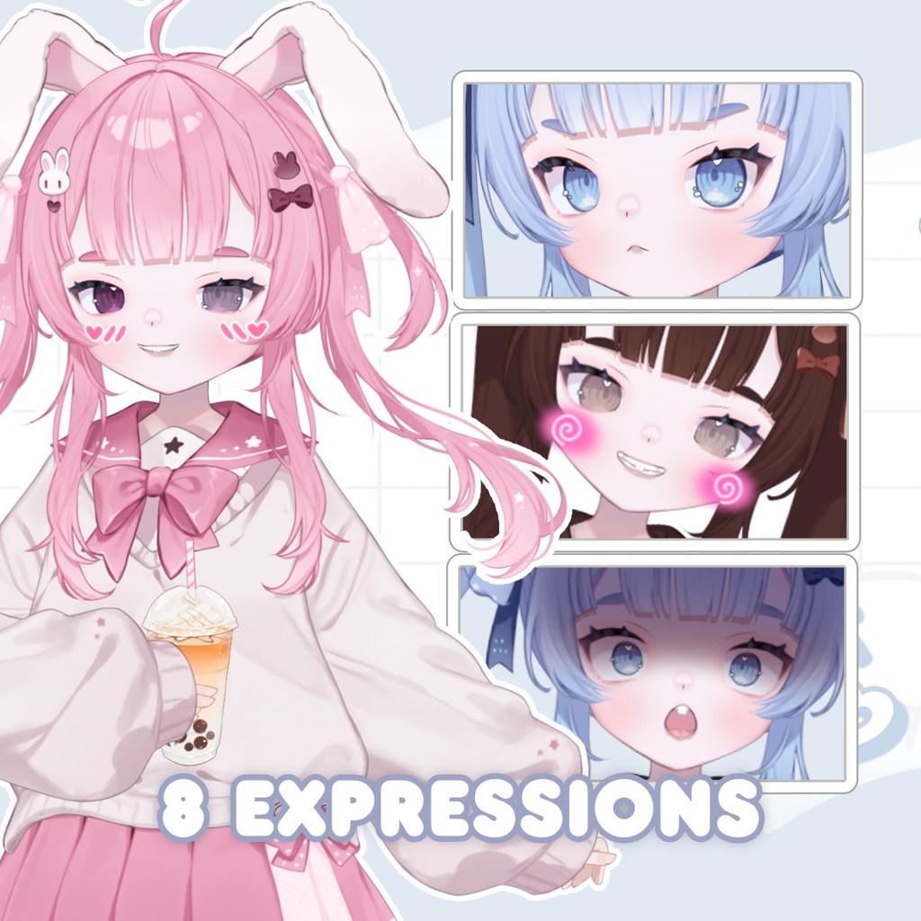 萌え系VTuber「うさぎ&ユキ」– フルボディ・カスタマイズ可能モデルセット