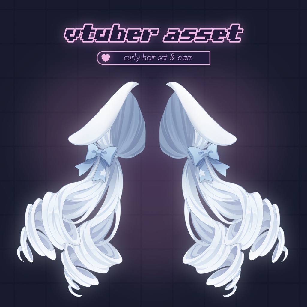 リギング済みふにゃ耳＆カールツインテール – Vtube Studio用Vtuberヘアアセット