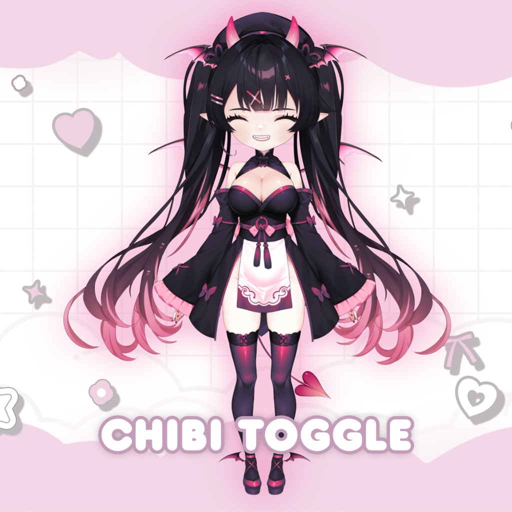 ヴェナ 着物ver サキュバスVtuberモデル – リギング済み全身モデル – Vtube Studio用カスタマイズ可能な衣装付き