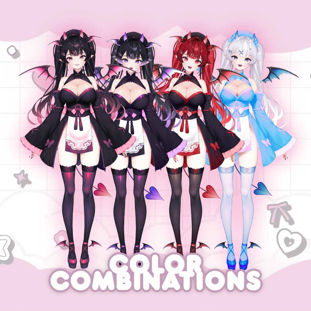 ヴェナ 着物ver サキュバスVtuberモデル – リギング済み全身モデル – Vtube Studio用カスタマイズ可能な衣装付き