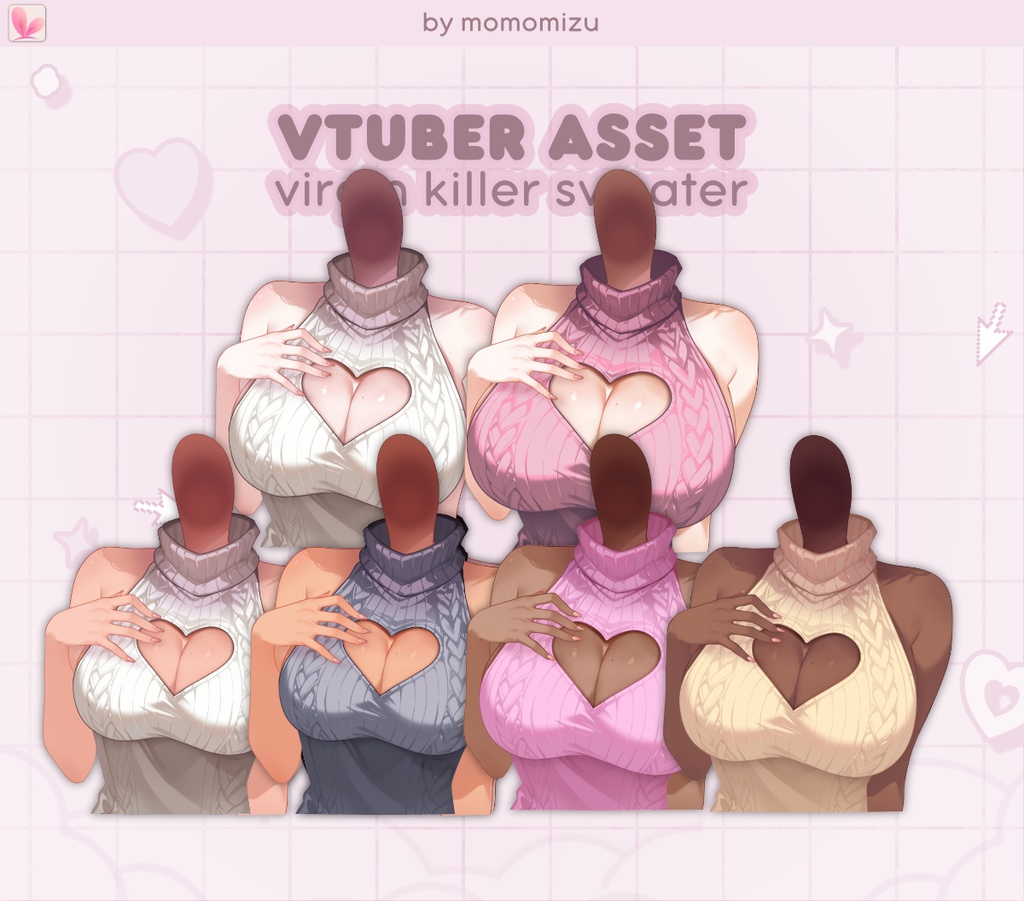 セクシーセーターのVtuberボディ | Vtube Studio用リギング済みLive2Dアセット(カスタムスライダー+スキントーン付き)