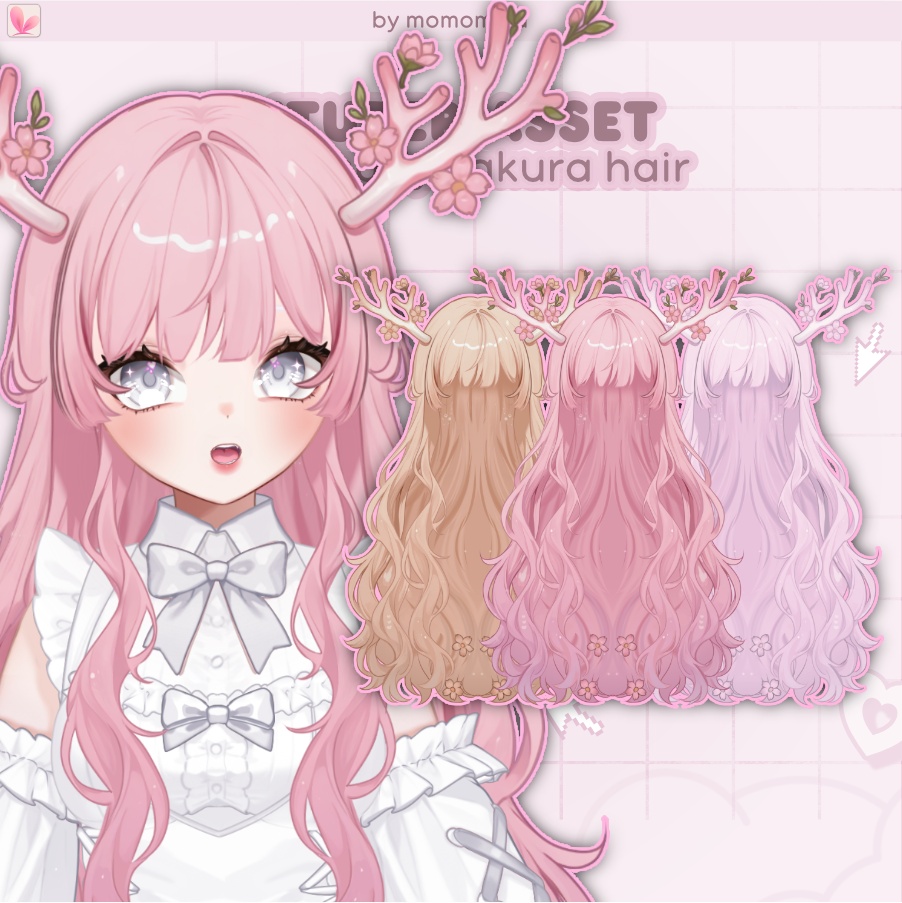 桜アントラーヘアリグ – VTube Studio用Live2Dアセット(長さ調整可能)