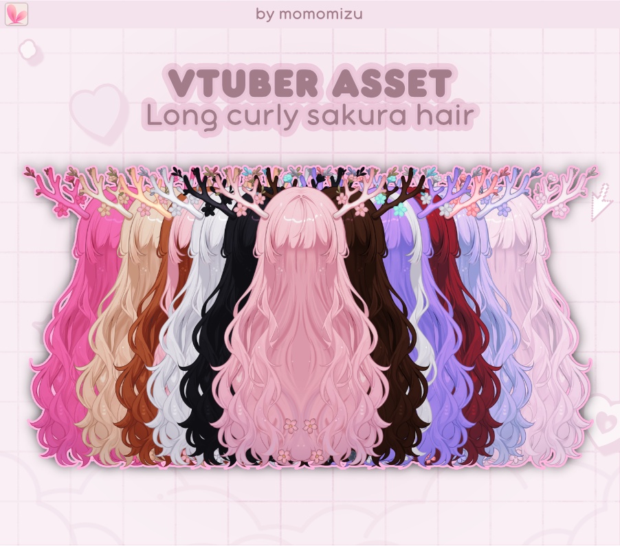 桜アントラーヘアリグ – VTube Studio用Live2Dアセット(長さ調整可能)