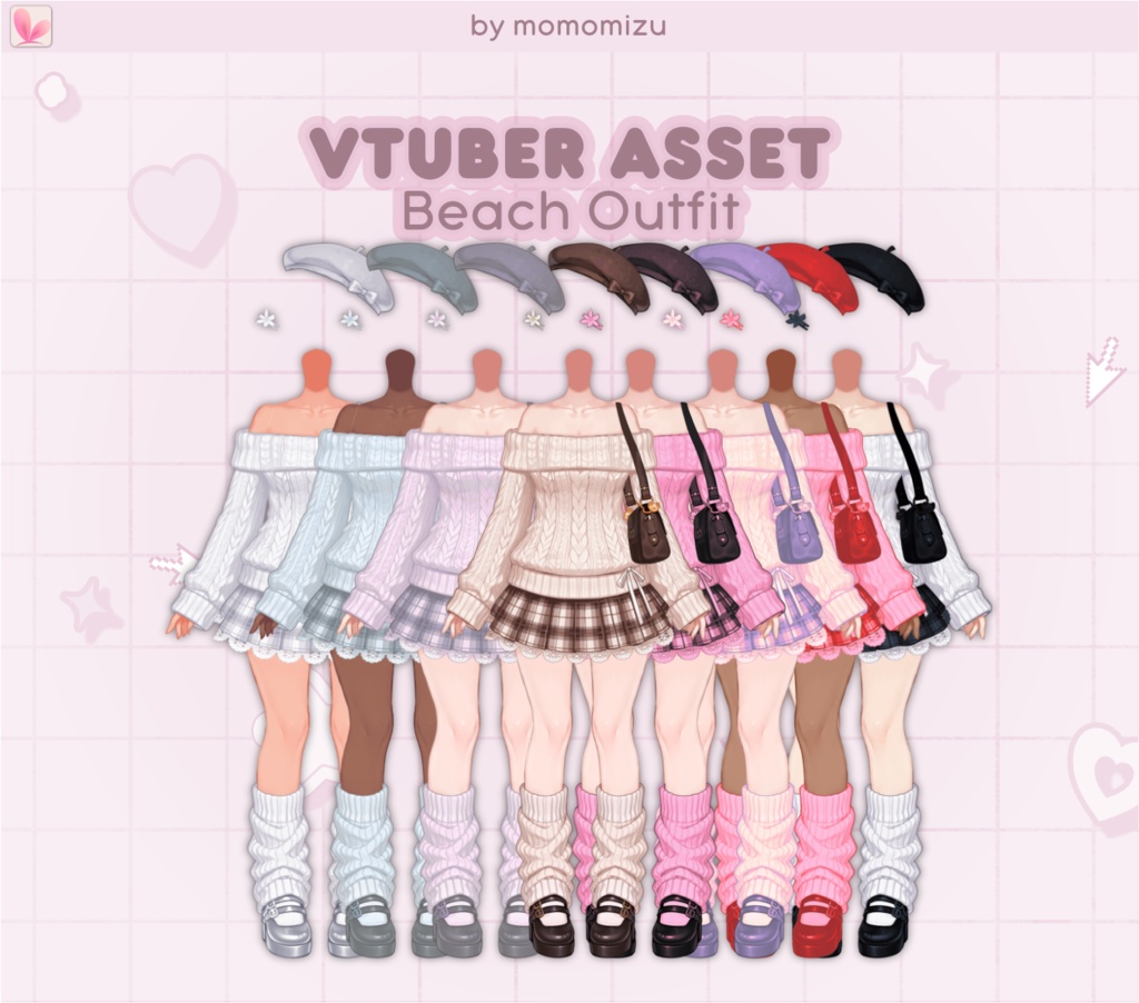 リグ済みオータム衣装&ハット – VTuberアセット、カスタマイズ可能な肌色