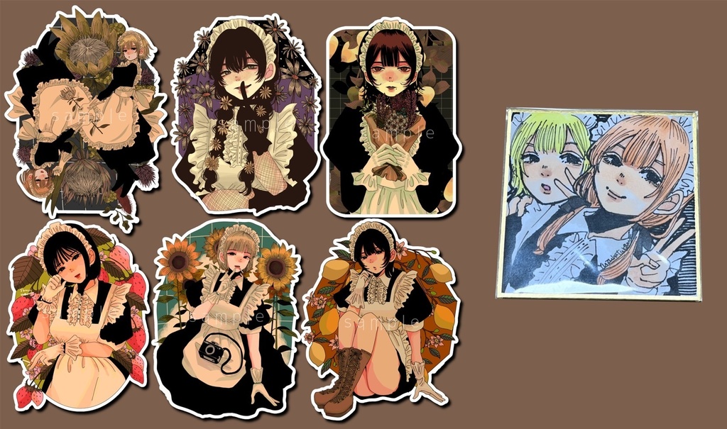 YuzuhaTakamuraステッカー6枚セット+ミニ色紙原画