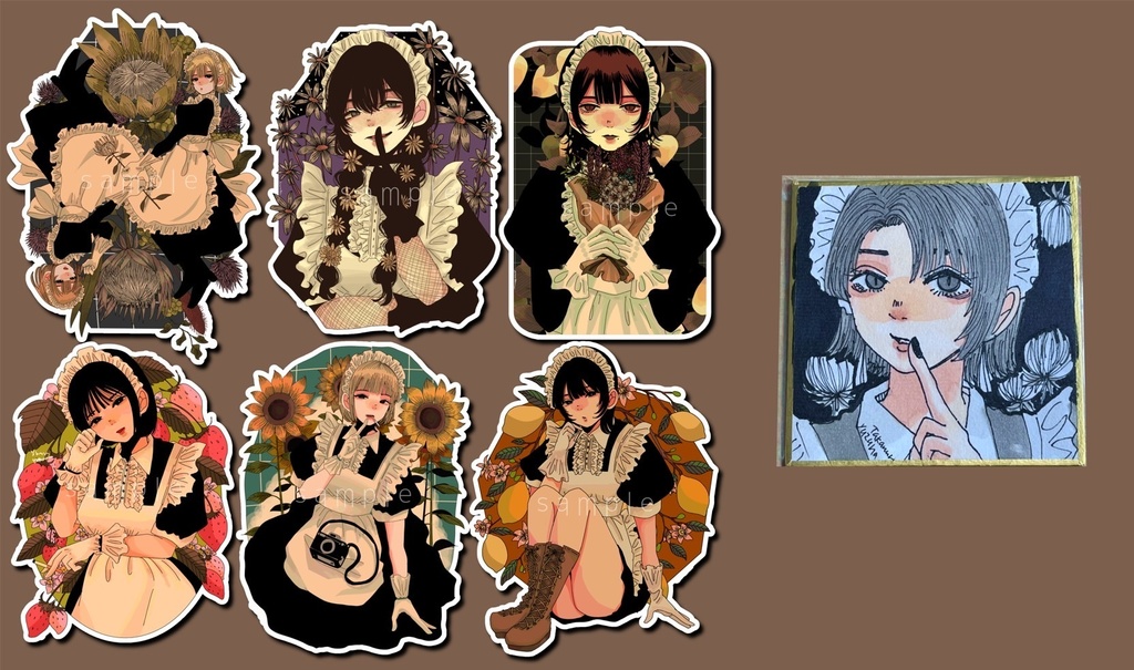 YuzuhaTakamuraステッカー6枚セット+ミニ色紙原画