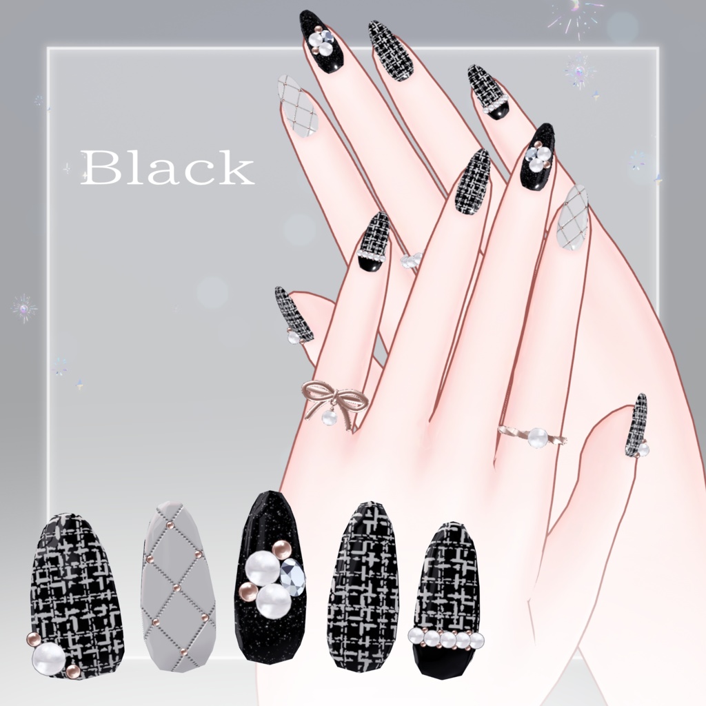 【3アバター対応】Tweed Nail🖤