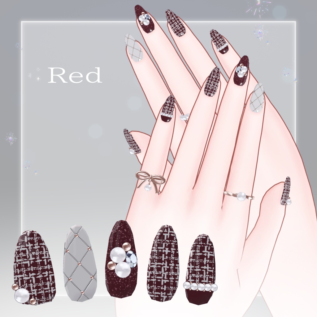 【3アバター対応】Tweed Nail🖤