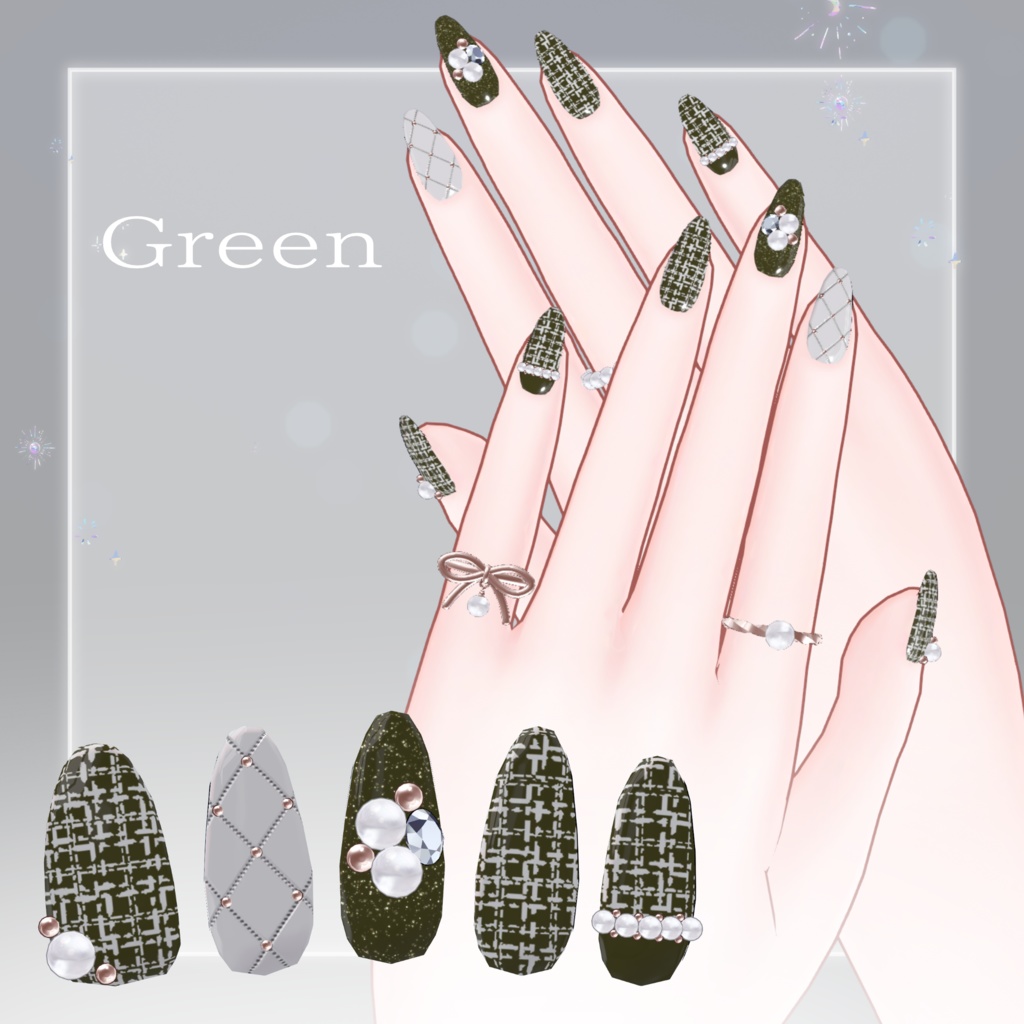 【3アバター対応】Tweed Nail🖤