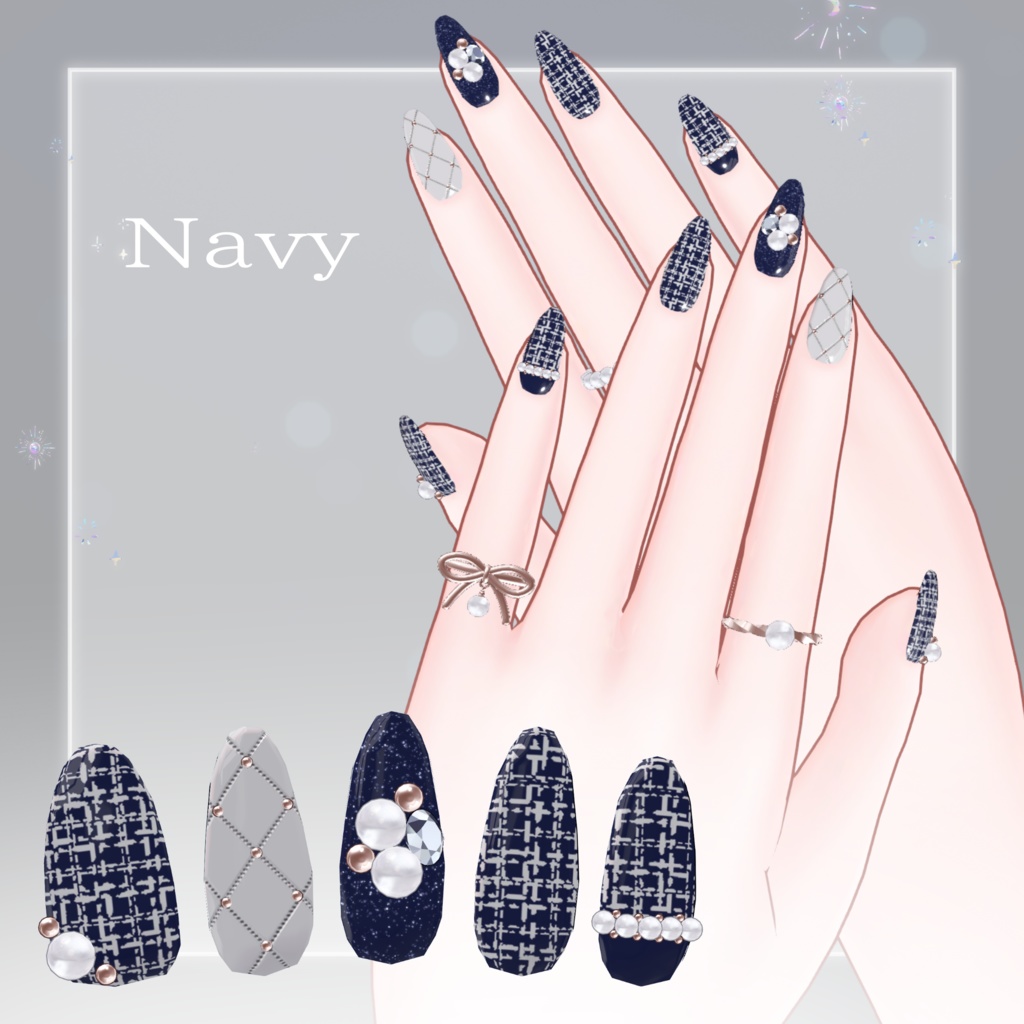 【3アバター対応】Tweed Nail🖤