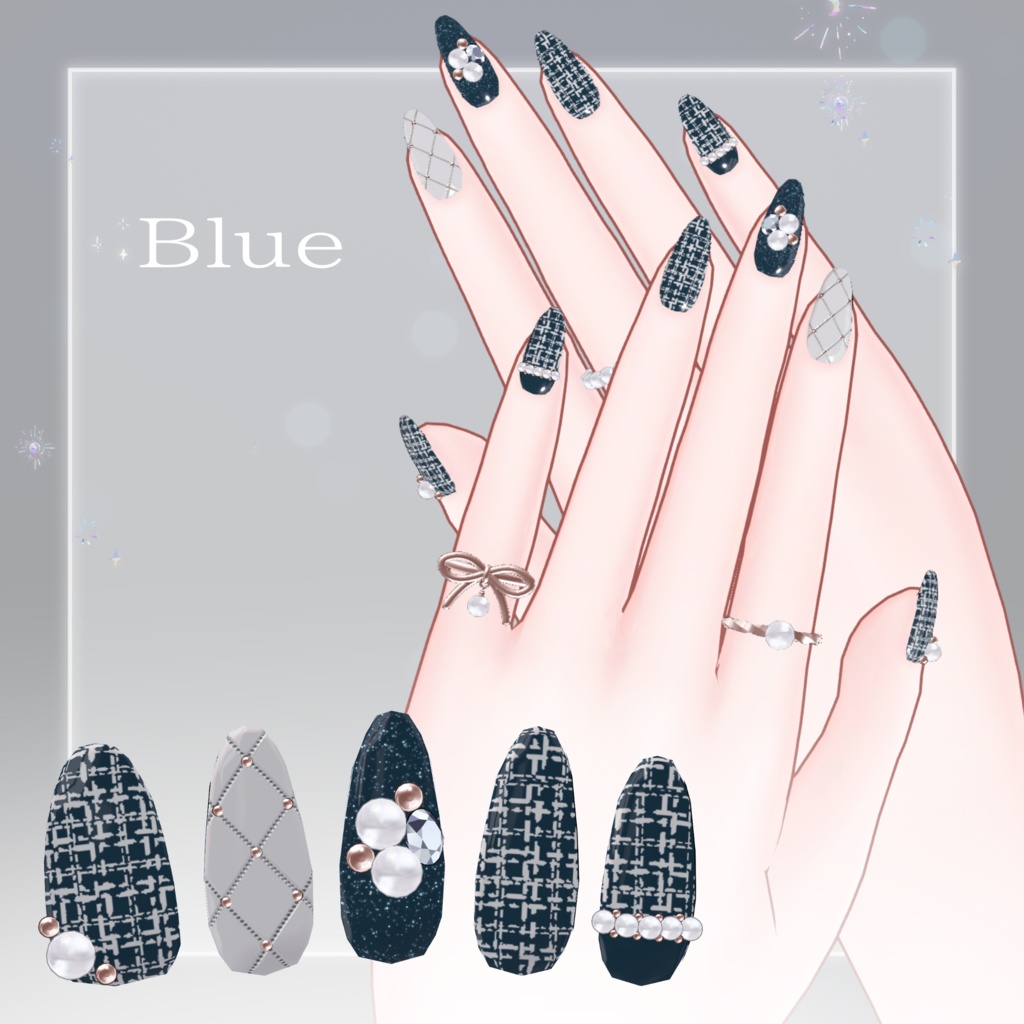 【3アバター対応】Tweed Nail🖤