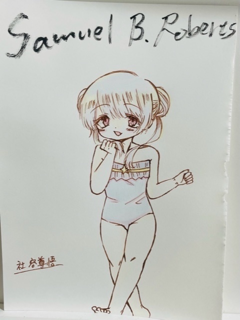 艦これ 手描きイラスト オリジナル水着シリーズ 色鉛筆画 ①