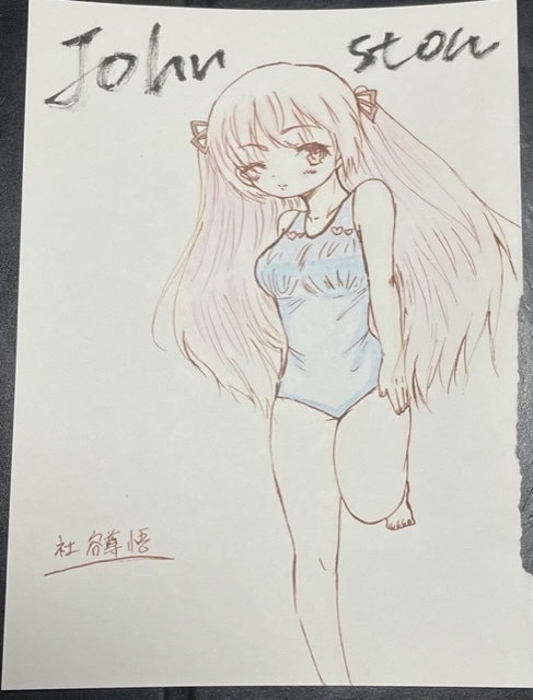 艦これ 手描きイラスト オリジナル水着シリーズ 色鉛筆画 ①