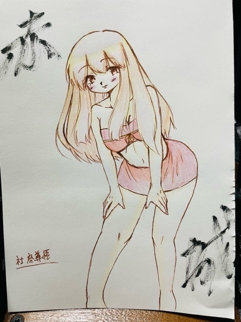 艦これ 手描きイラスト オリジナル水着シリーズ 色鉛筆画 ①