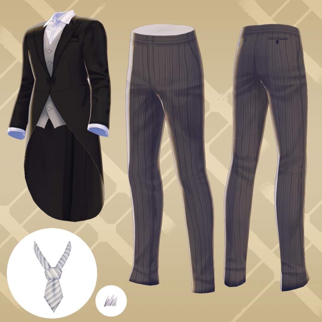 モーニングコートセット Morning Court Set【 #VRoid カスタムアイテム】