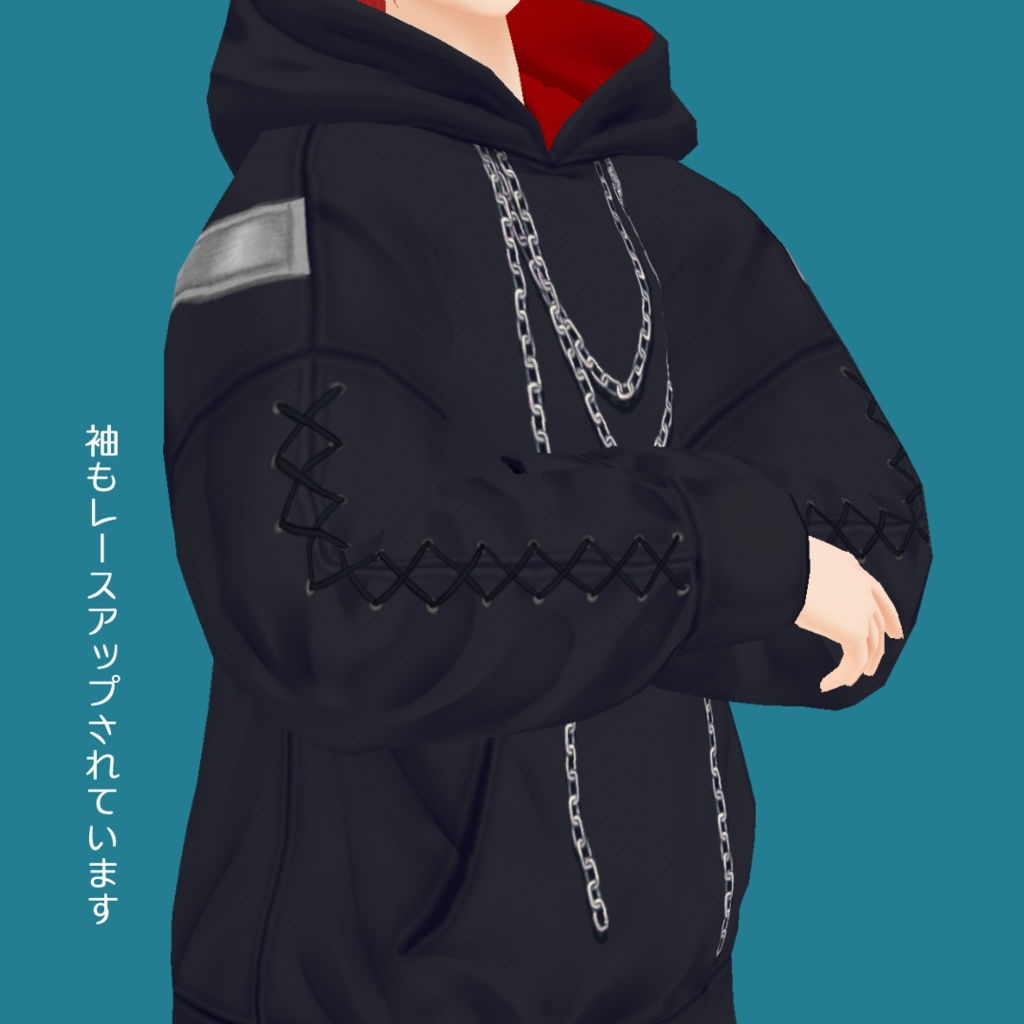 カジュアルレースアップパーカー&スカートセット【 #VRoid カスタムアイテム】