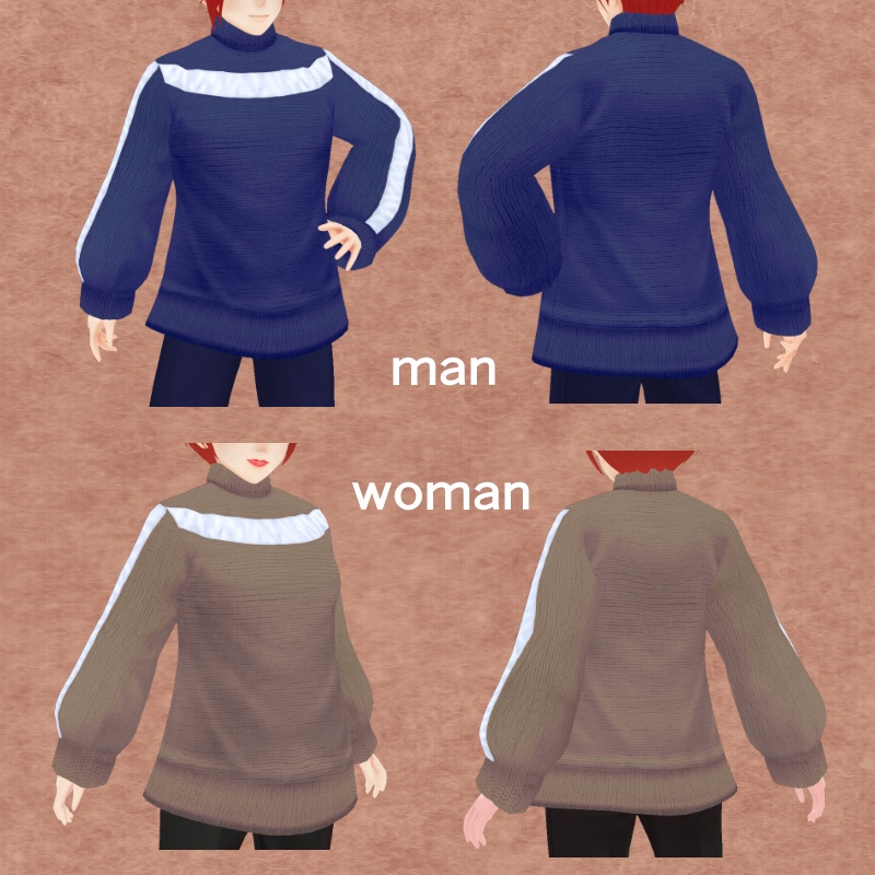 男女兼用オーバーニット【 #VRoid カスタムアイテム】