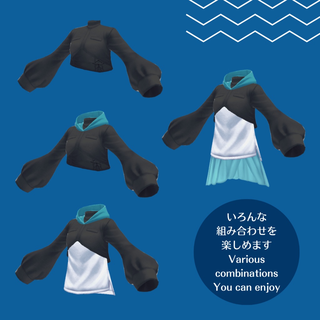 クロップドパーカートップス【 #VRoid カスタムアイテム】