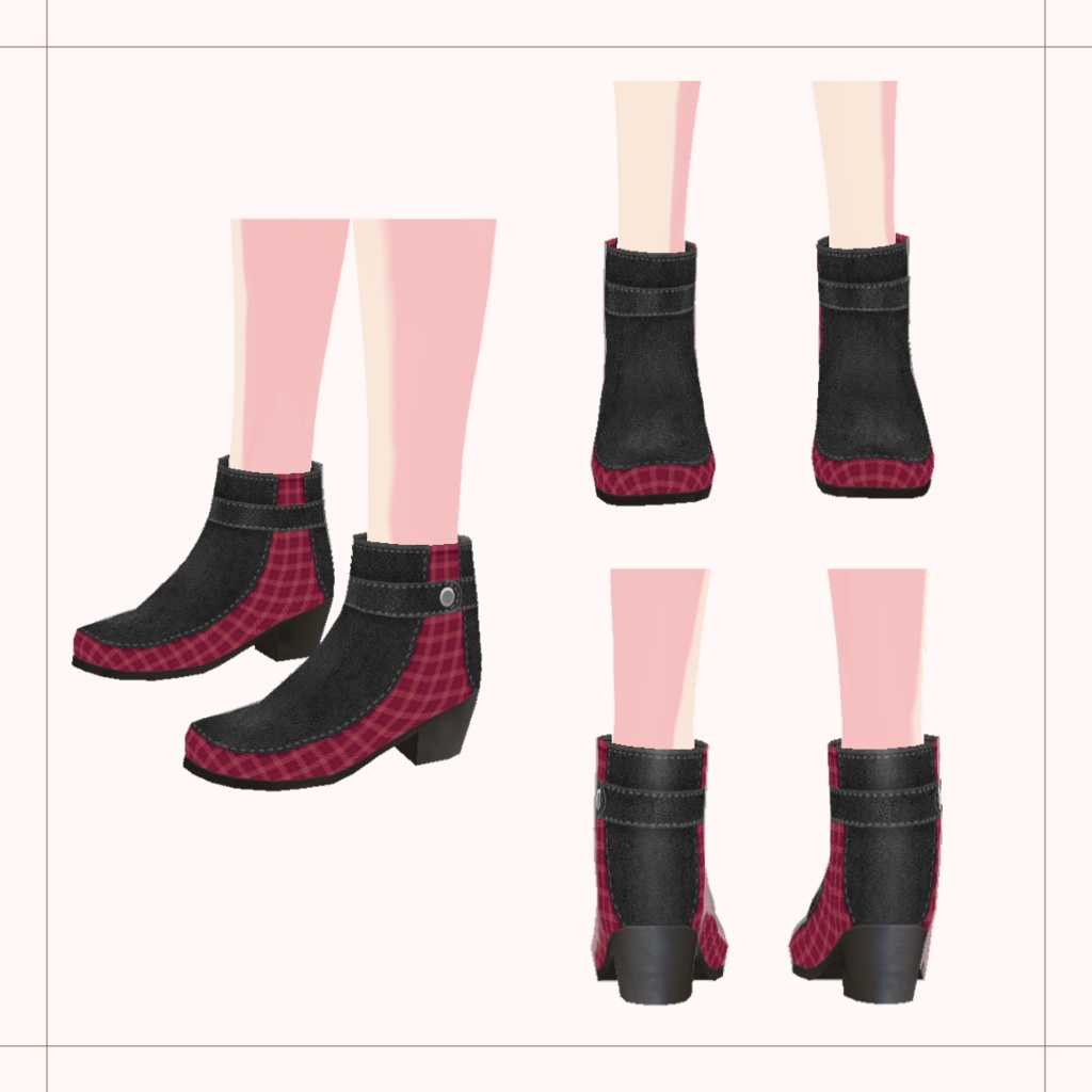 ベルトコンビブーツ【 #VRoid カスタムアイテム】