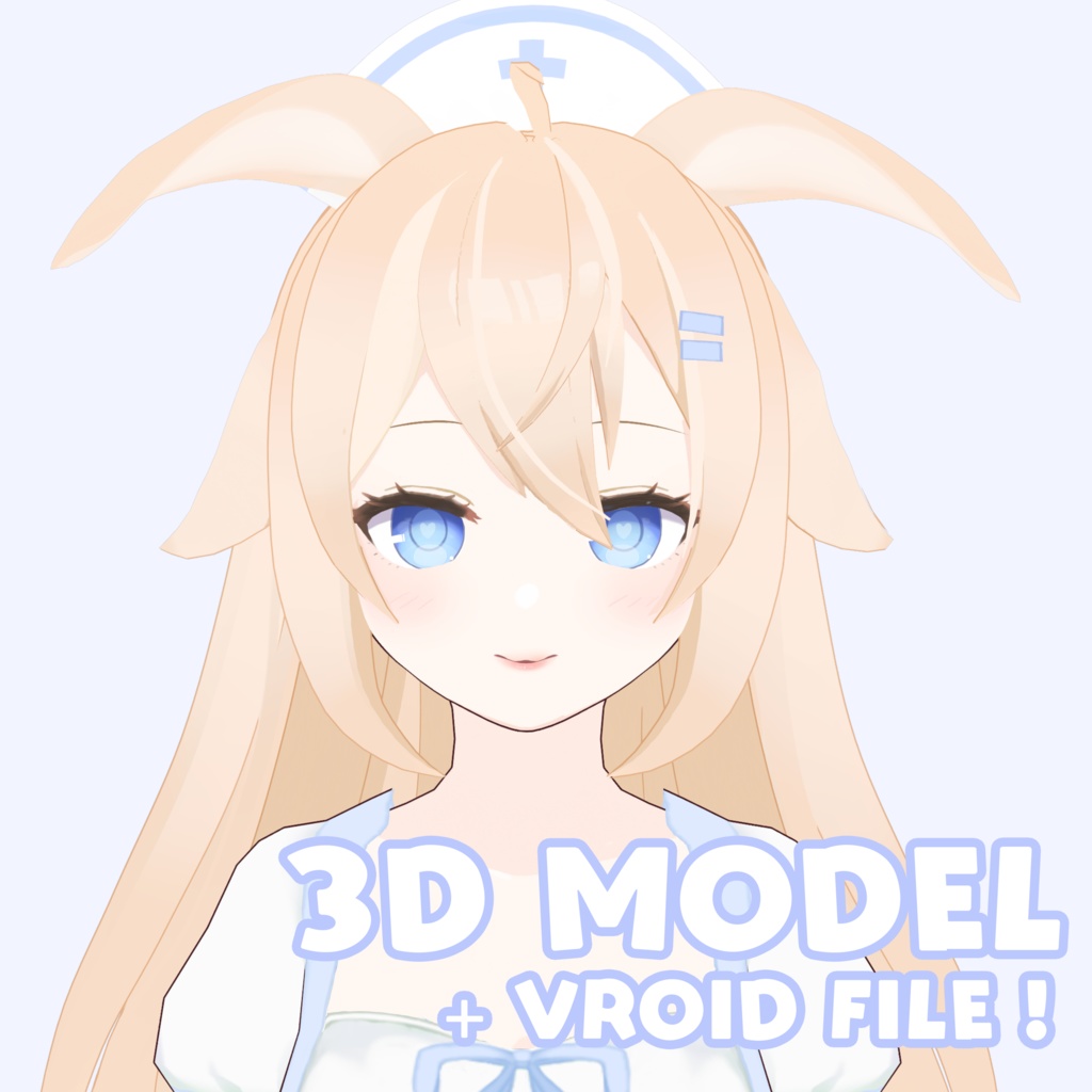 VRM + VROID FILES 3D model "Haru" FREE to edit OC Vtuber Bunny Nurse Girl【オリジナル3Dモデル】ナースウサギ パーソナライズ可能