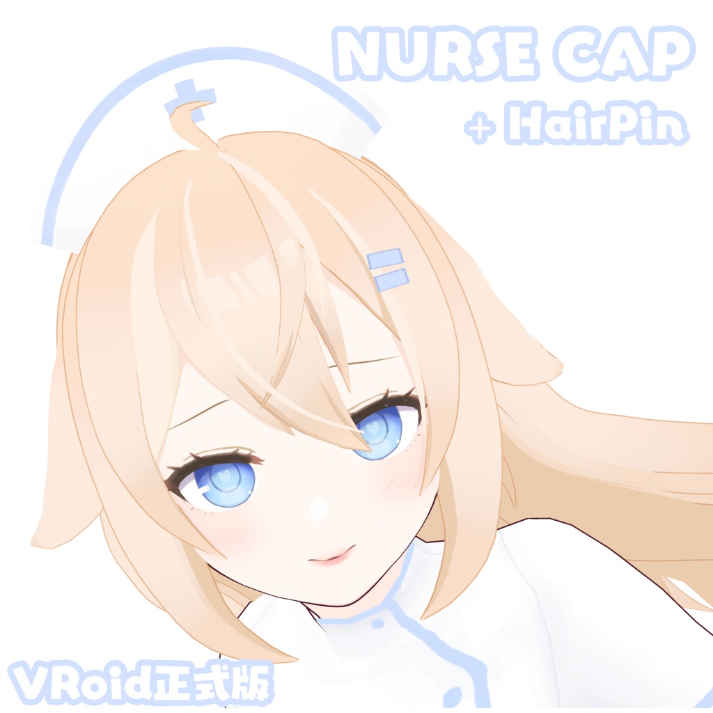 [ Vroid ] FREE Nurse Cap + Hairpins VroidStudio custom item HAIR ACCESSORY 無料 ナースキャップ＋ヘアピン カスタムアイテム 髪飾り