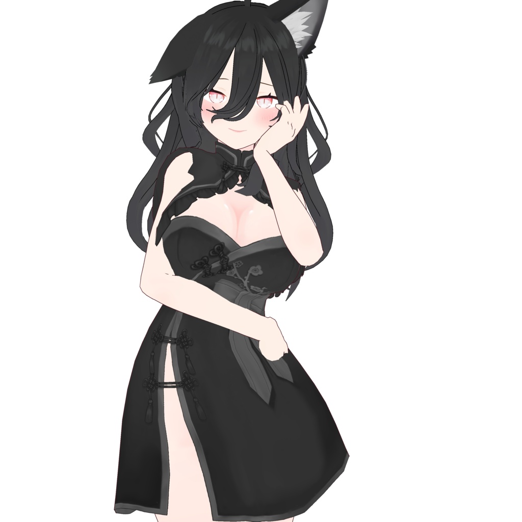 VROID + VRM FILE 3D model "Neiru" FREE to edit OC Vtuber CATGIRL  黒猫【オリジナル3Dモデル】猫娘 Vroid ファイル