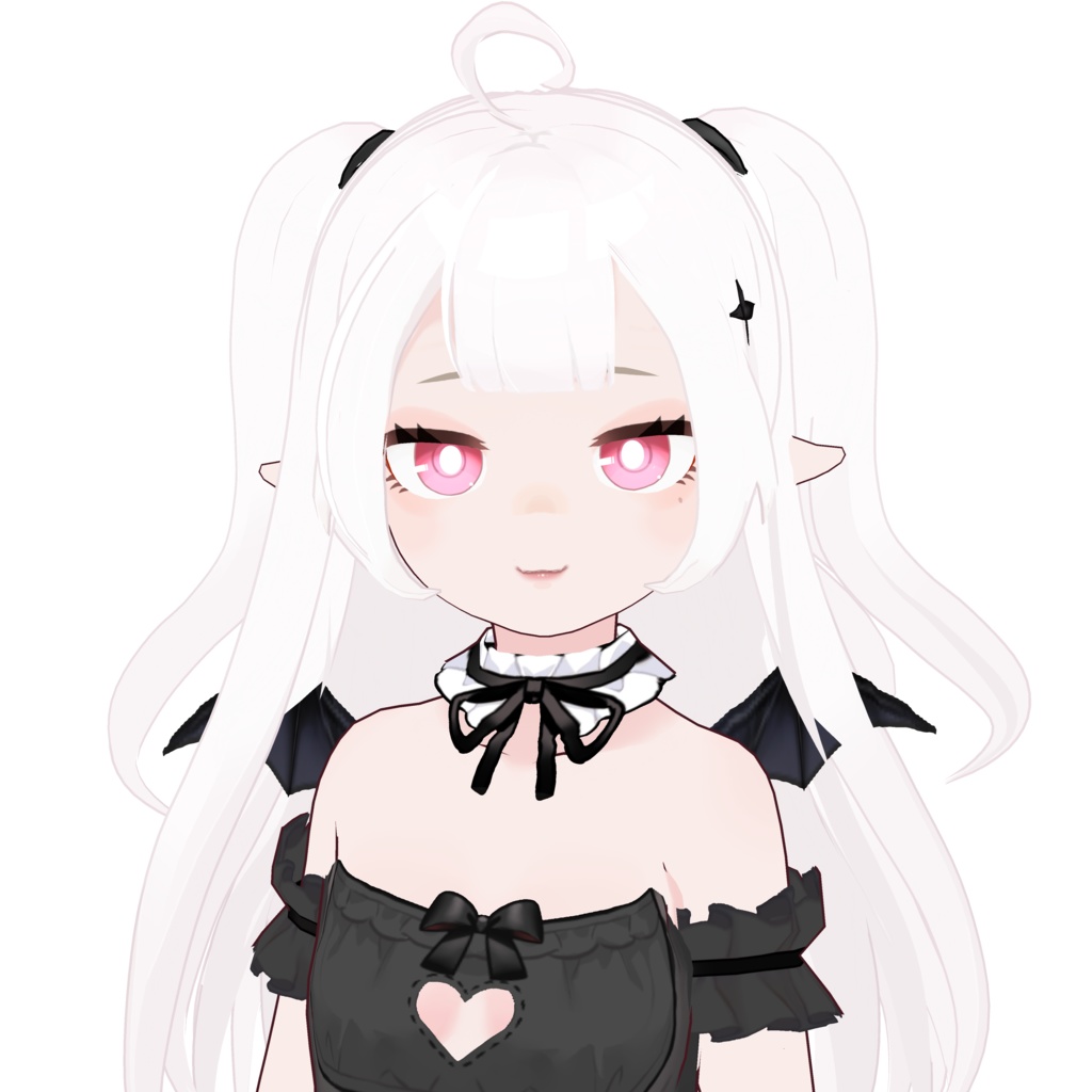 【VRoid正式版】 Twintails Hair Preset & Custom Devil Vampire Wings + Hair Accessory Ribbons for VroidStudio ALL TEXTURES INCLUDED ヘアプリセット & カスタム悪魔の羽 + ヘアアクセサリー 吸血鬼の少女