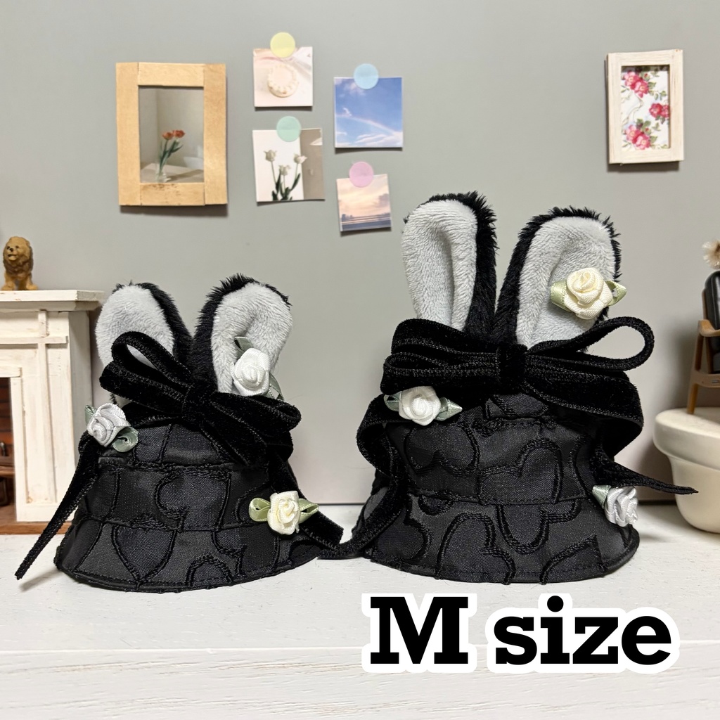 (m)ハートサテン生地のうさみみバケハ