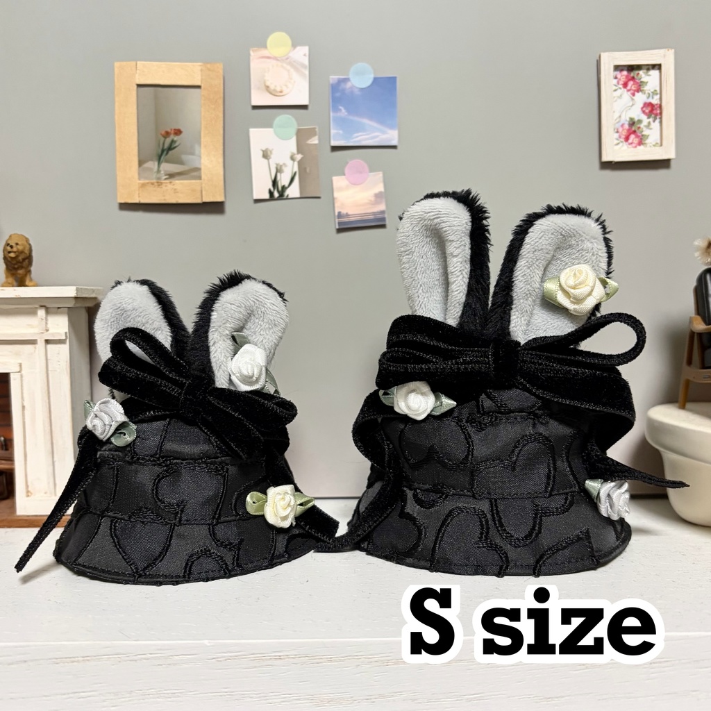 (s)ハートサテン生地のうさみみバケハ