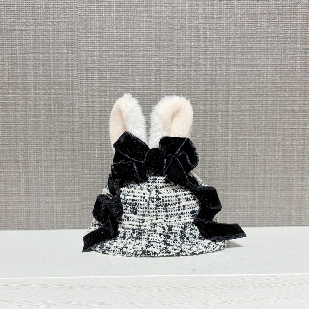 (m)ツイード生地のうさみみバケハ