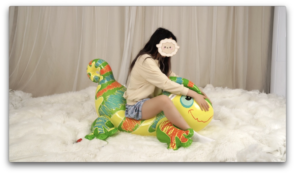 御桃子さん乗りpvcトカゲ空気充填と排気