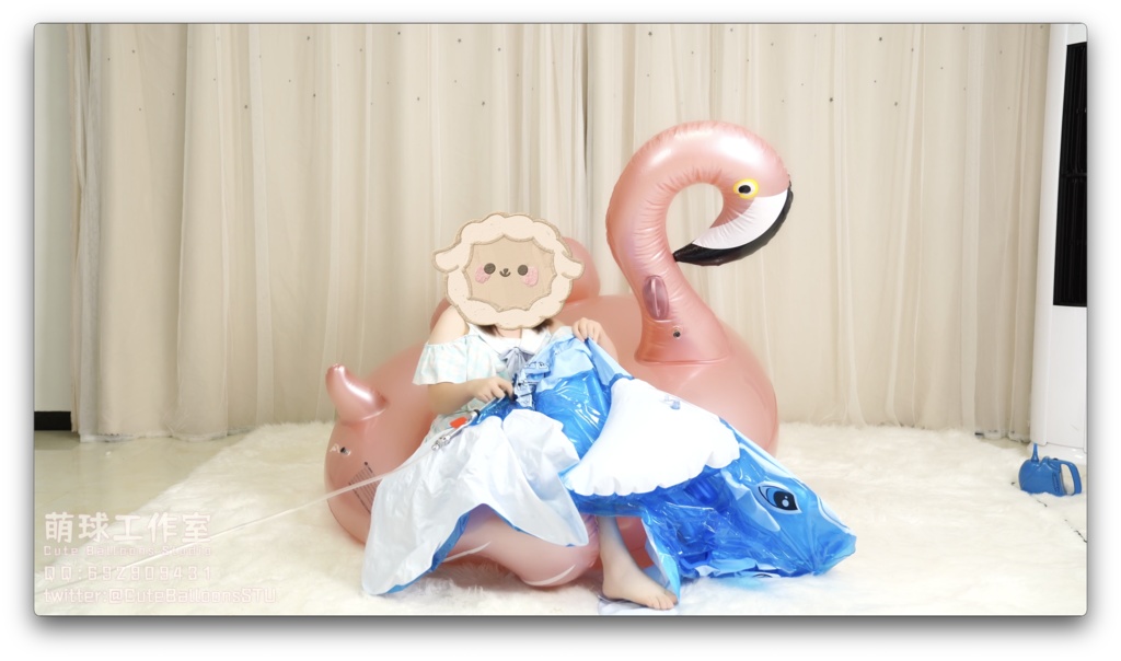 【オーダーメイド動画】猫猫餅水着POPシロナガスクジラpvc&フラミンゴpvc(熱膨張軟化)